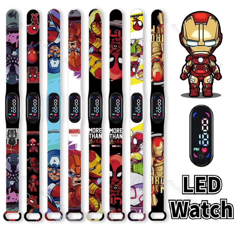 Купи Disney Children's Watch Anime Character Iron Man LED Luminous Watch Touch Waterproof Electronic Sports Watch Kids Birthday Gift за 95 рублей в магазине AliExpress