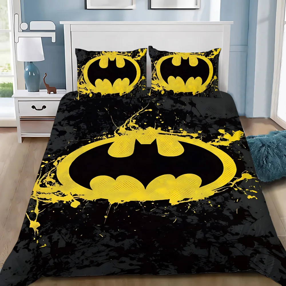 Duvet Cover Pillowcase Bedding Set Cartoon B-Batmans Adult Boy Girl Bedroom Decoration Children Gift Single Double Large Size
