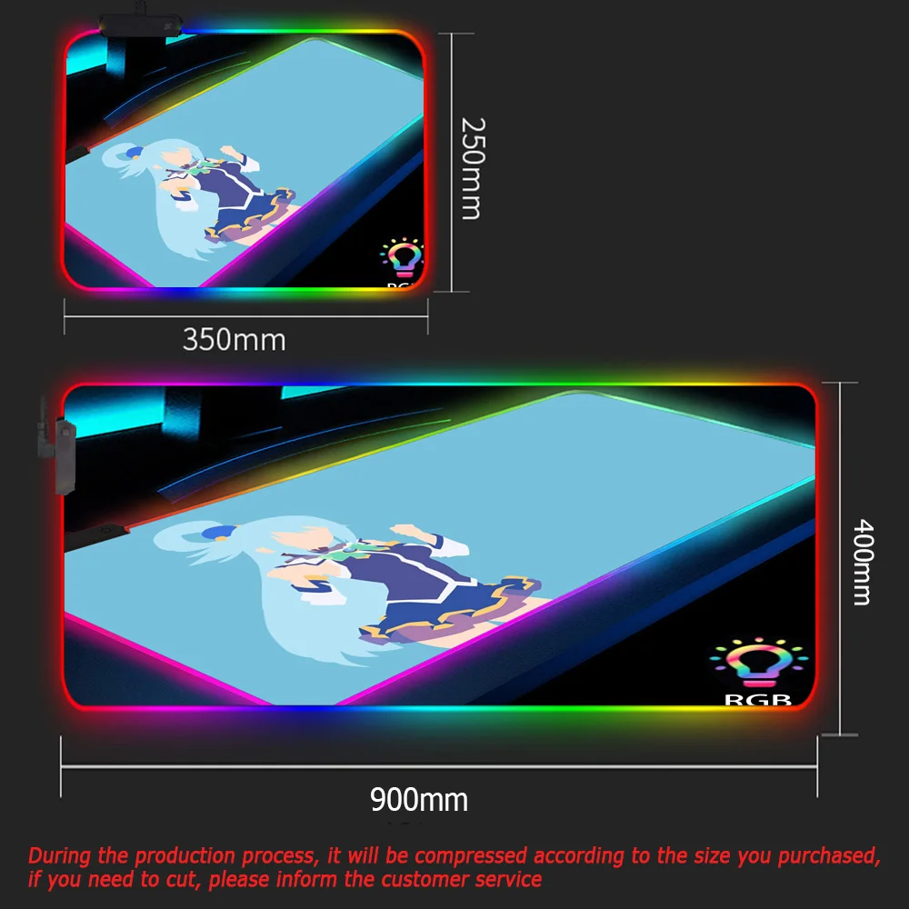 

Konosuba Mouse Pad Anime Girl Cute Accessories for Desk LED Kawaii Gaming Setup Rgb Rubber Keyboard Mat Backlit Office Table
