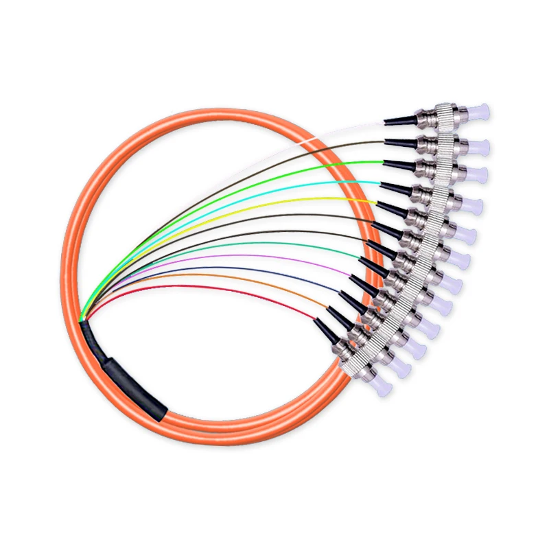 10PCS/LOT Bundle Pigtail 12 Cores 1.5Metres Fiber Optics Patch Cord SC/FC/ST/LC Color Multimode Gigabit Jumper Telecom Level