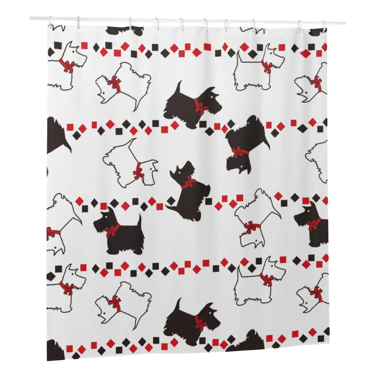 

Scottie Dogs Shower Curtains Gift for Animal Dog Lover Bathroom Polyester Waterproof Frabic Curtain with Hook set