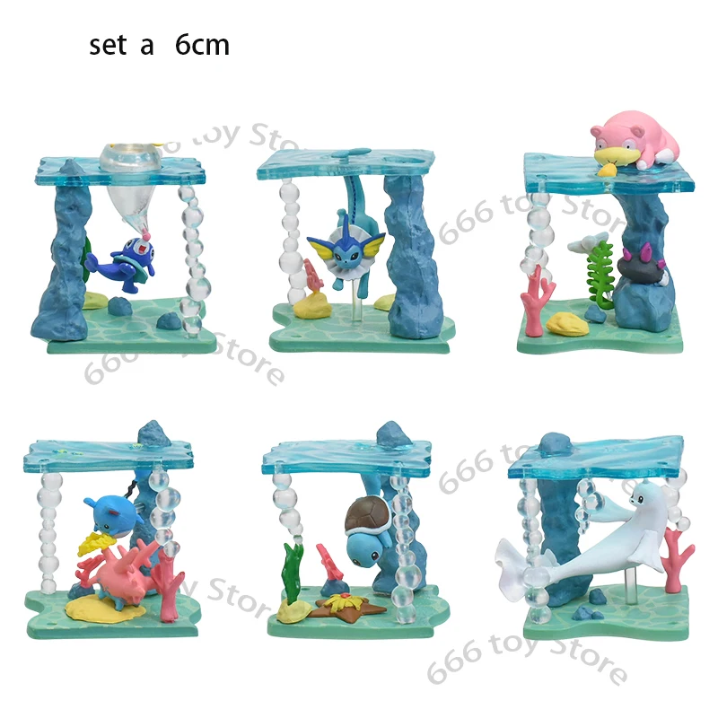 6pcs/set Anime Pokemon Ocean World Garden Series Figures Vaporeon Cyndaquil Squirtle Action Figures Kawaii Gifts for Kids