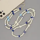 Этнические белые круглые бусины, акриловые синие звезды, стеклянные глазки, ручная работа, бусины, Длинная женская цепочка, подвесные ювелирные изделия, подарки