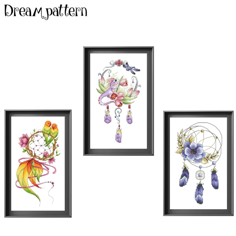 

Dreamcather with parrots cross stitch kit aida fabric 18ct 14ct 11ct unprint canvas cotton thread cross stitch kits for adults