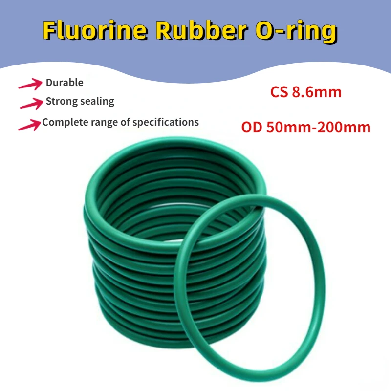 

2PCS CS 8.6mm FKM O RING Fluorine Rubber Oil Seal Washer Gasket OD 50mm-200mm Fluororubber O-Rings Sealing Ring