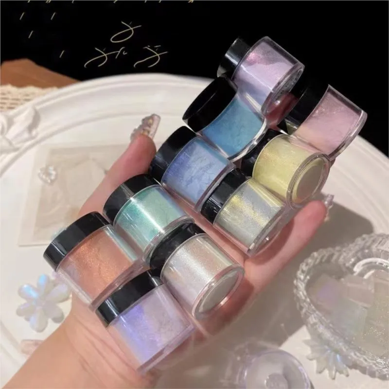 

2Jar/Lot Holographic Neon Shimmer Nail Glitter Ice Muscle Aurora Chrome Pigment Powder Mermaid Rainbow Fine Glitter Rubbing Dust