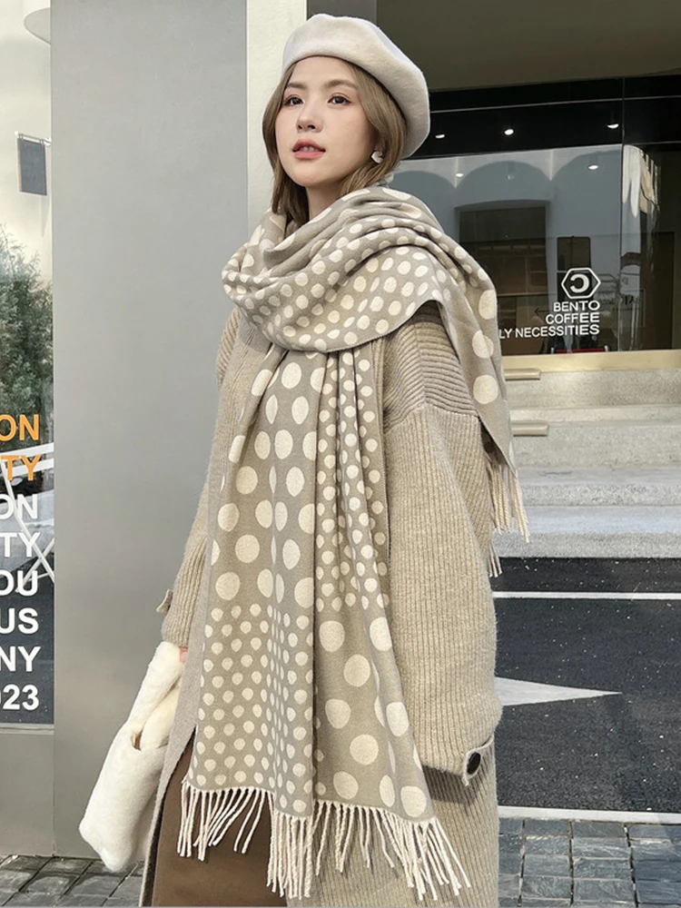 Винтажный вязаный шарф из искусственного кашемира головной платок зимняя