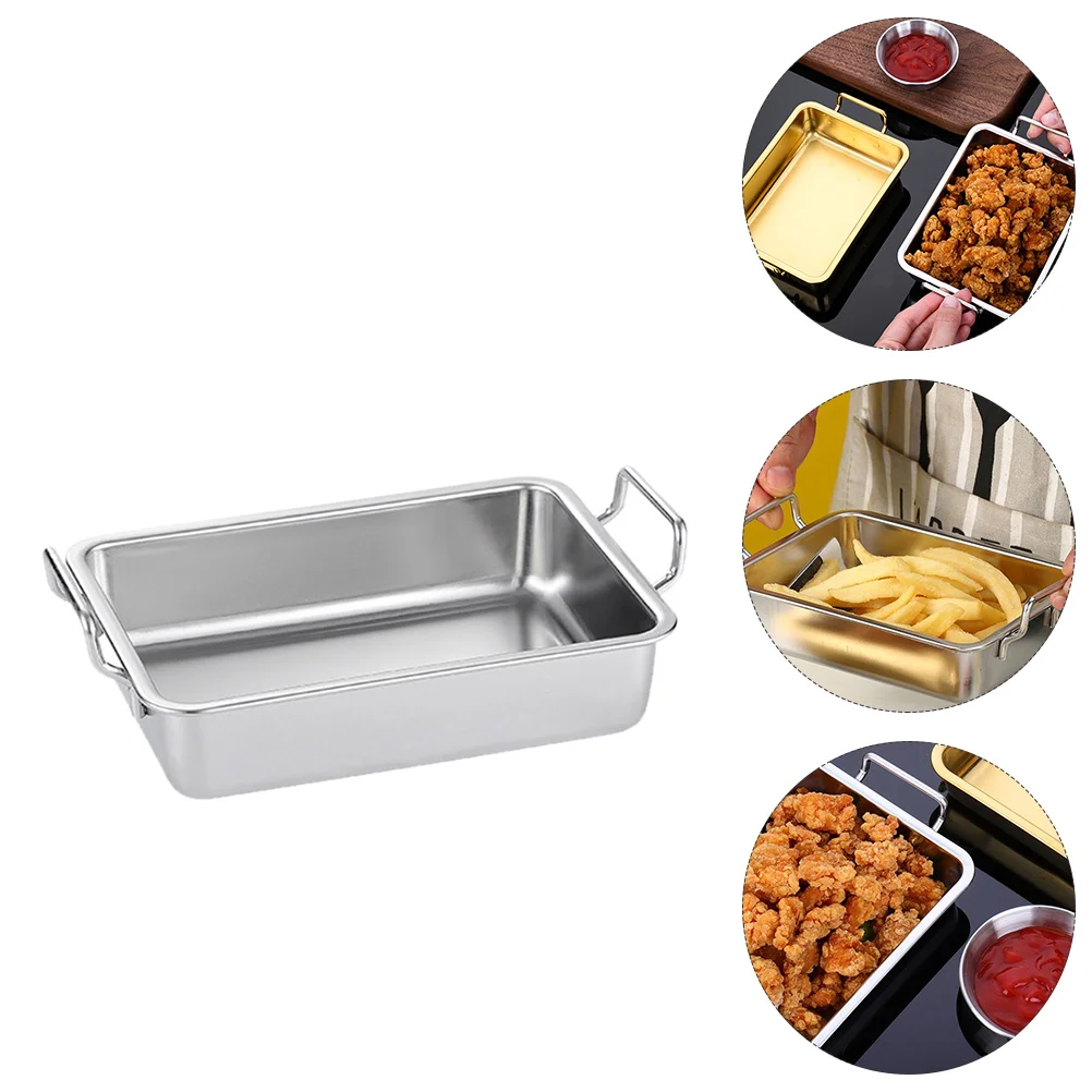 

Pan Plate Tray Steel Stainless Appetizer Dish Serving Baking Plates Crisper Stick Non Roasting Hotel Metal Fry Snacks Sheets