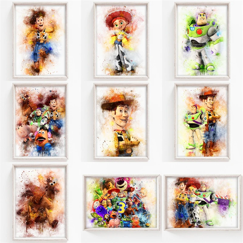 Disney Toy Story Painting Artwork Retro Canvas Wall Art Comics Print Kids Room Home Decor Mural Cuadros Anime Poster Wall Decor