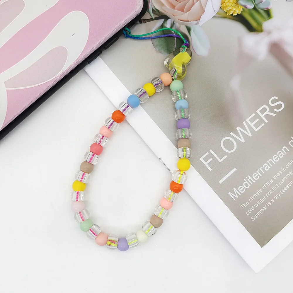 

Acrylic Beads Mobile Phone Chain Women Girls Cellphone Strap Anti-Lost Lanyard Hanging Cord Jewelry Keychain Phone Accessories