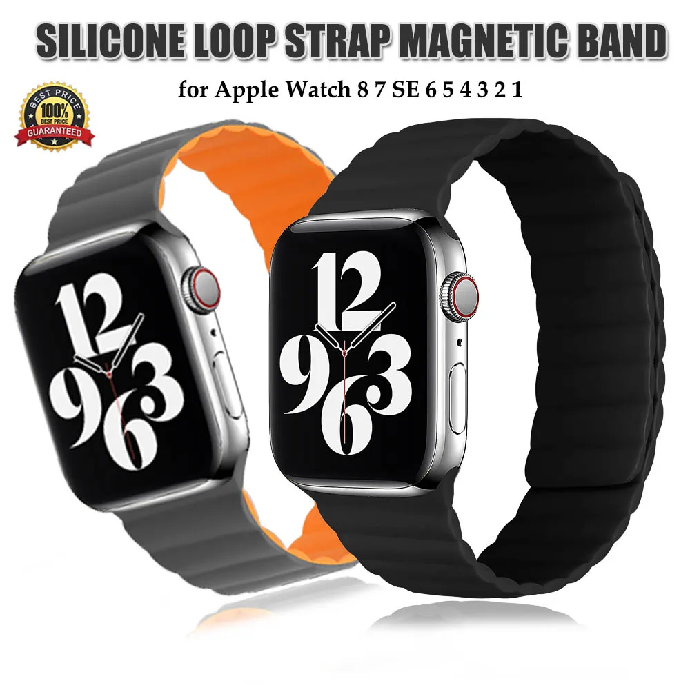 

Ремешок силиконовый для Apple Watch 7 Band 45 мм 44 мм 41 мм 42 мм, магнитный браслет для IWatch sehire 3 5 4 6 SE 40 мм 38 мм