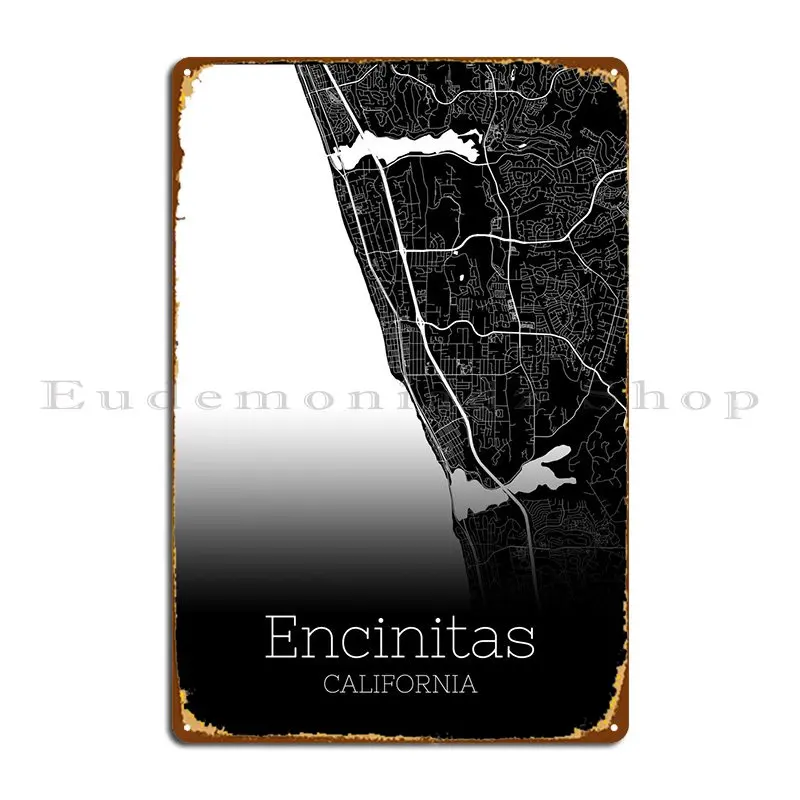 

Металлический плакат Encinitas Калифорния с надписью ржавым дизайном, классический киноклуб, жестяной плакат