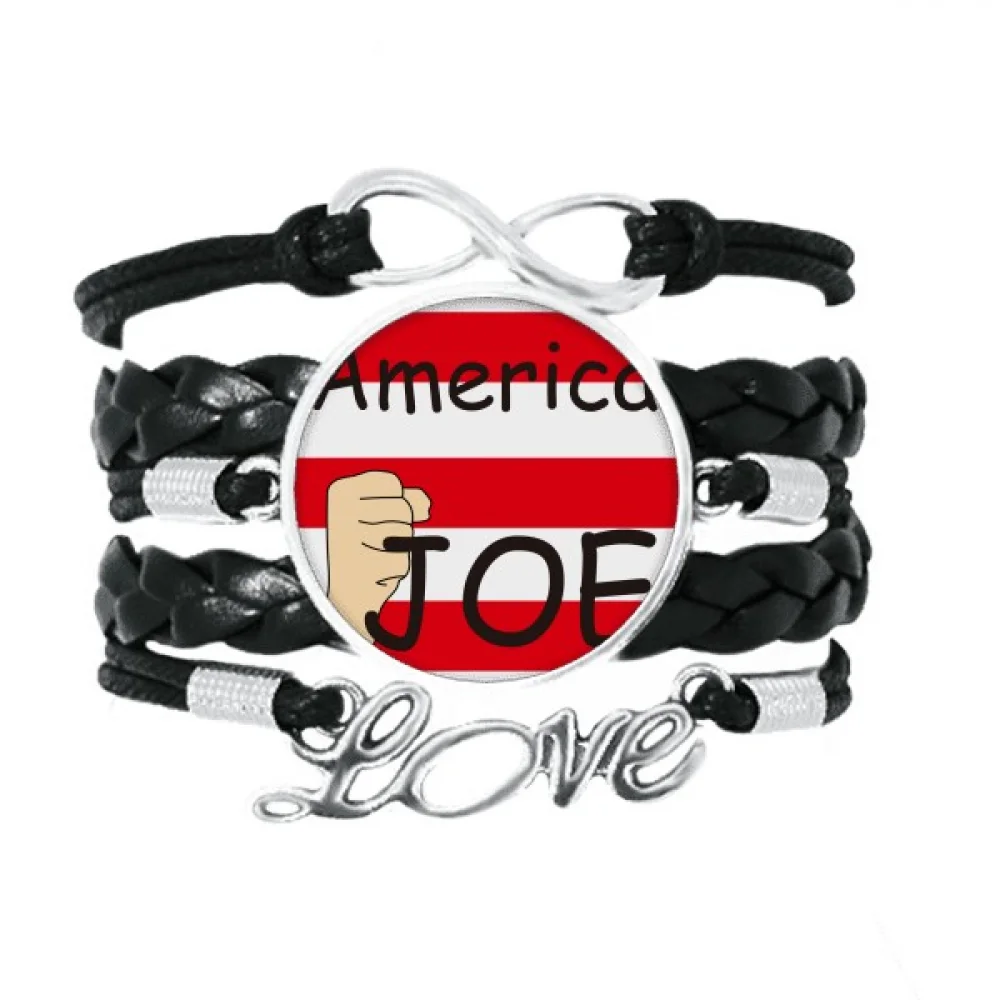 

America President Person Biden Fist Flag Bracelet Love Accessory Twisted Leather Knitting Rope Wristband