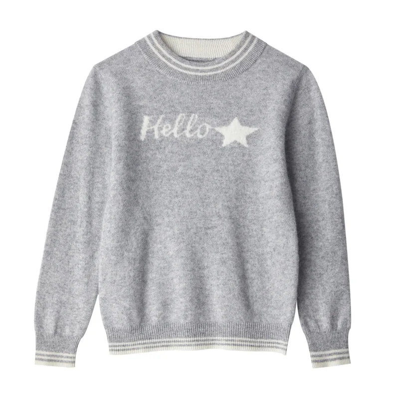 Новинка Зима 100% шерсть детский пуловер с круглым вырезом рубашка свитер