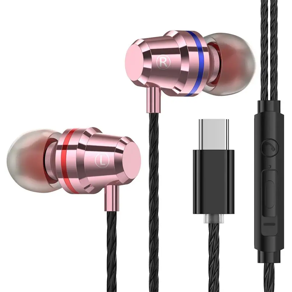 

3.5mm Wired Earphones Universal Type-c In-ear Noise Reduction Wire-controlled Tuning Headset Universal Sports Headphones