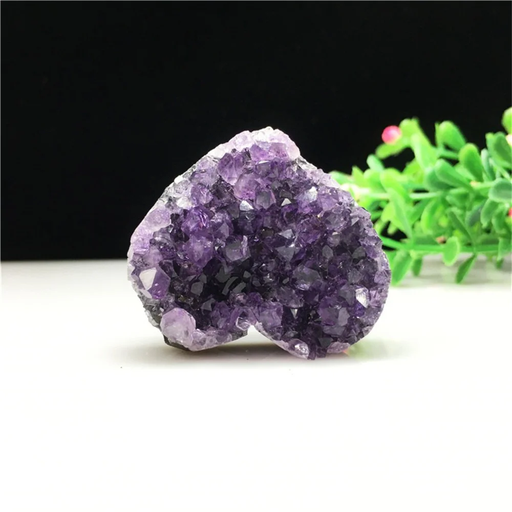 

1pc Wholesale Uruguay Purple Amethyst Geode Cluster Lots Crystals Healing Stone Natural Degaussed Ore Ornamental Heart Shaped R