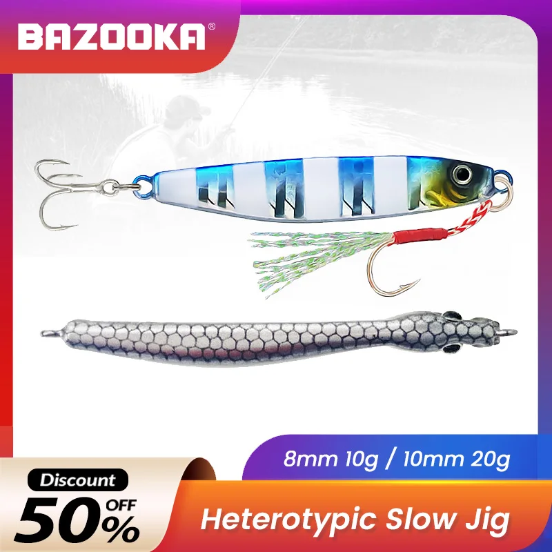 

Bazooka 10g 20g Luminous Slow Jig Lead Fishing Lure Jigging VIB Metal Shore Spoon Hard Sinking Boat Bass Pike Winter Bait