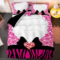 3D Love Heart Pattern Print Duvet Cover Set King Queen Size Comforter Cover with Pillowcase for Girls Women Valentine's Day Gift