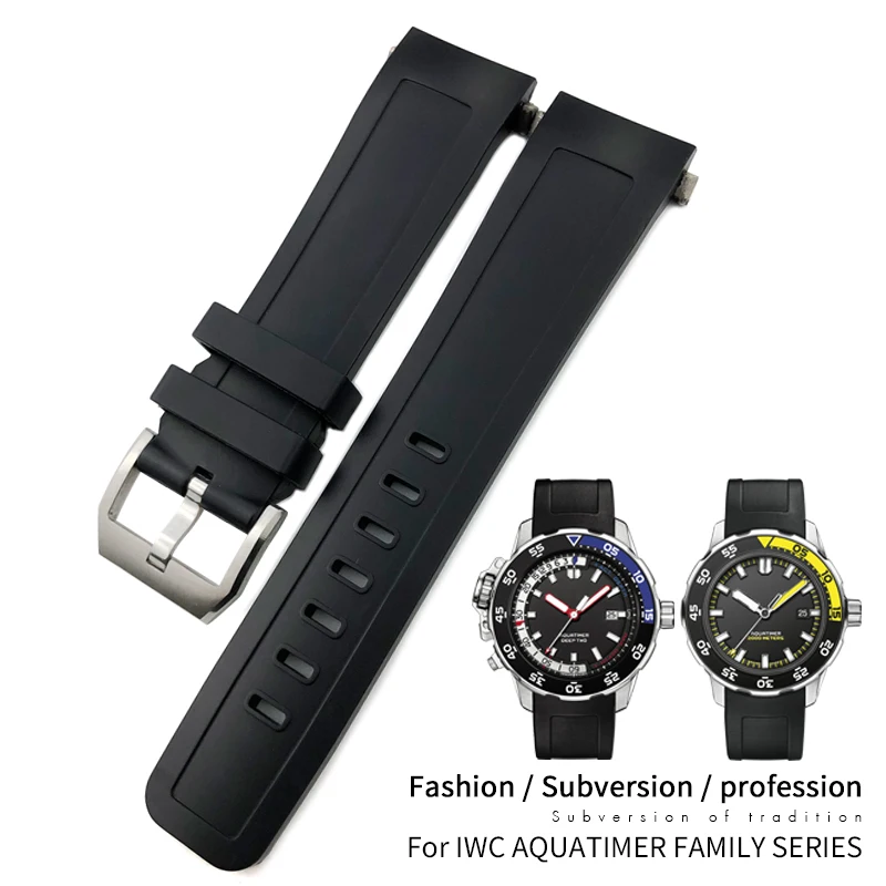 

22mm Rubber Silicone Watch Strap For IWC AQUATIMER FAMILY Watchband IW356802/376705/376710/376711/376708/356801/356810/376709