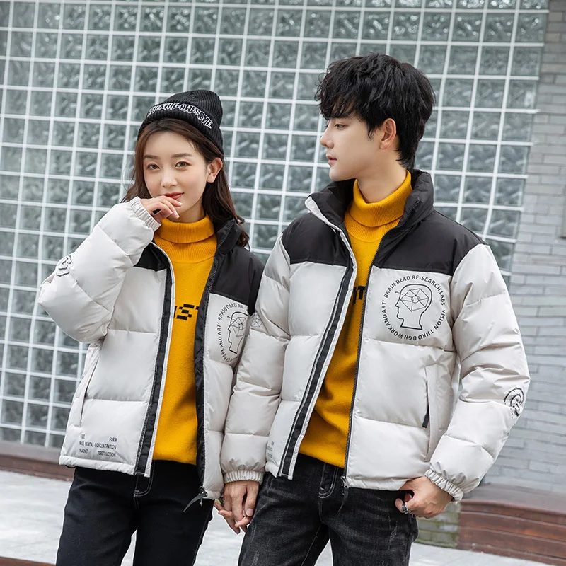 genuine luxury brand jacket Men's white duck down Short style Couple Youth Thickened Korean version Slim fitting color matching