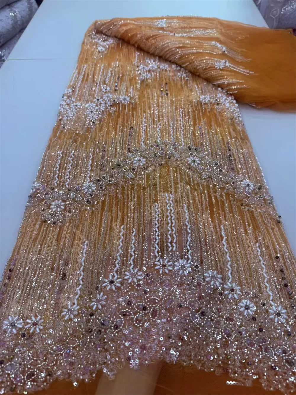Золотая африканская кружевная ткань с блестками 5 ярдов высокое качество
