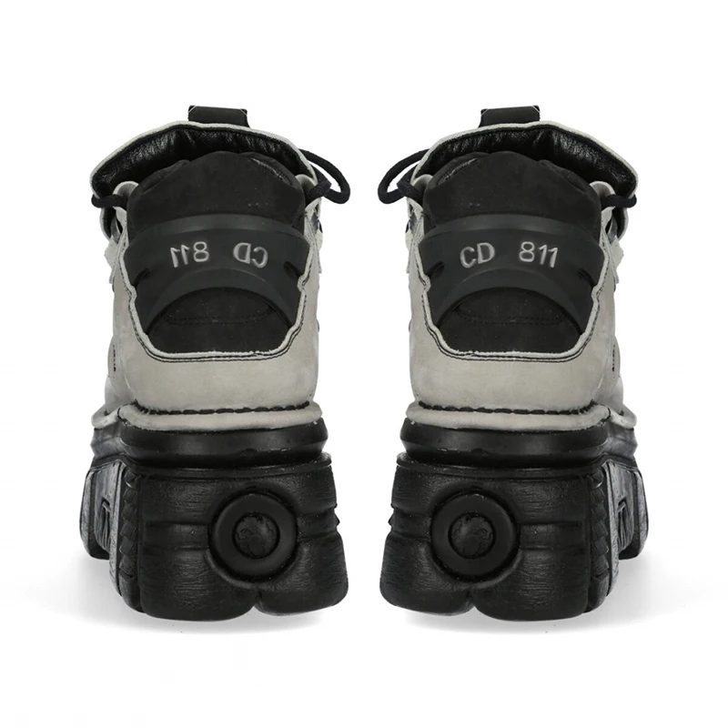 2023 New Rock Spanish Fashion Brand Retro Punk Small Leather Shoes Women's Metal Platform Street Style Pumps