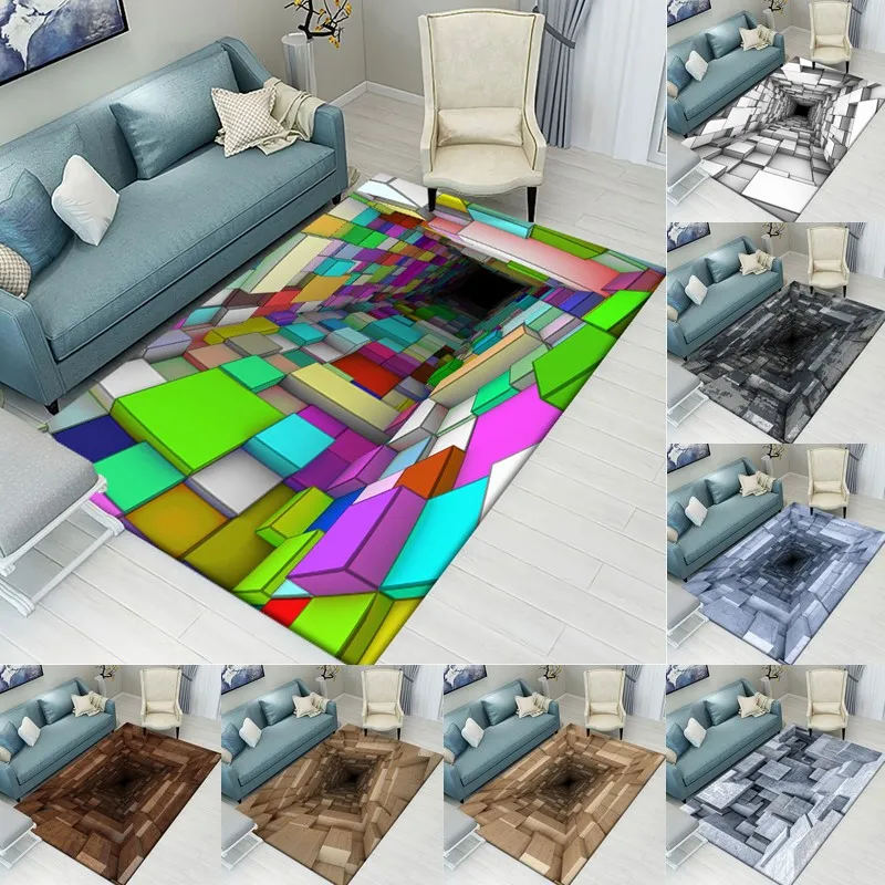 

3D Hole Carpet For living Room Area Rug Adult Kids Gift Door Mat Bathmat Printed Rug Kitchen Bath Non-slip Mats