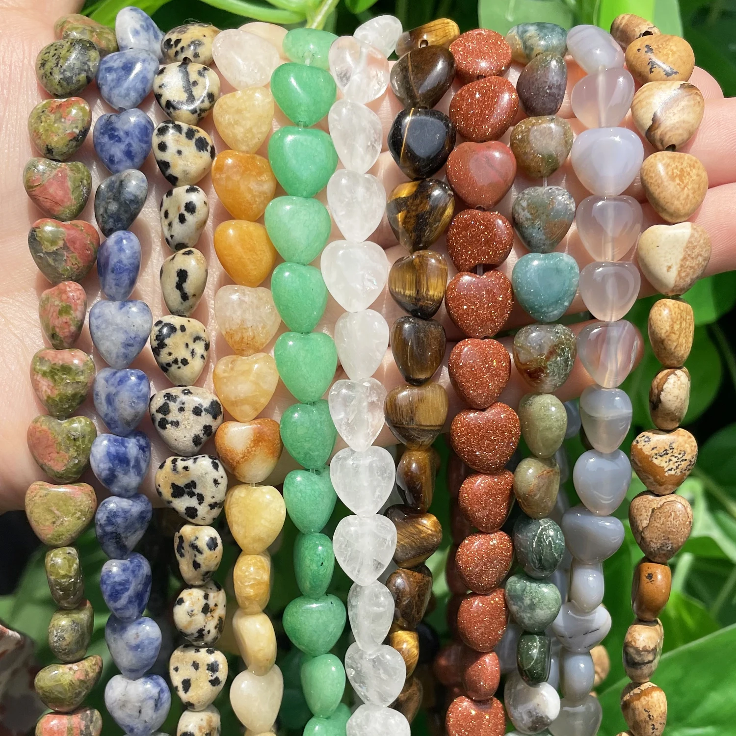 

10x10mm Love Heart Shape Stone Natural Agates Tiger Eye Quartz Jades Beads for Jewelry Making Needlework Diy Charms Bracelet