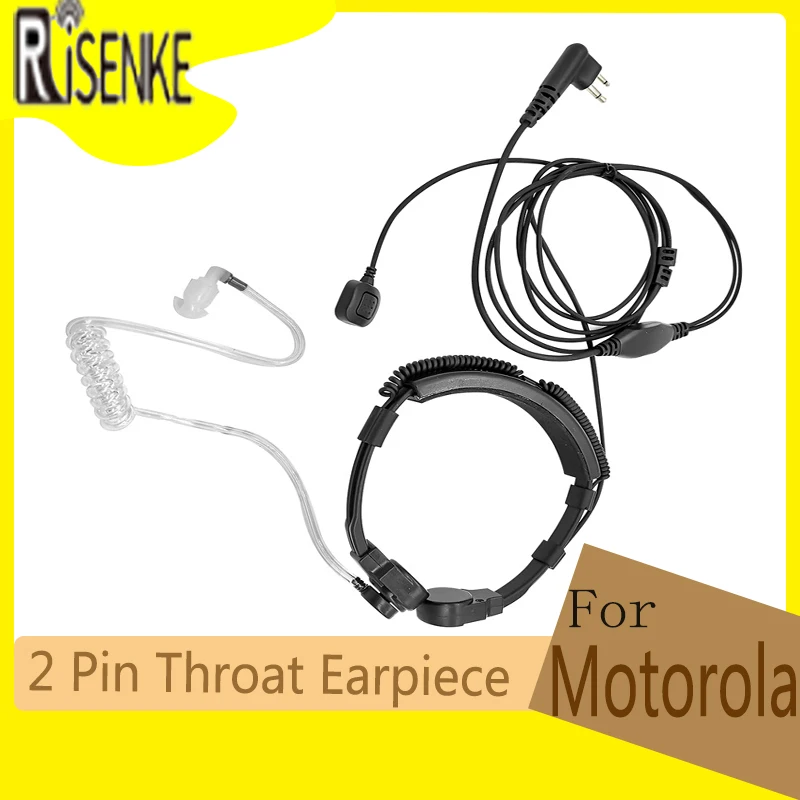 2 Pin Flexible Throat Earphone Finger Mic Laryngofon Air Tube Headset Earpiece for Motorola Walkie Talkie Two Way Radios