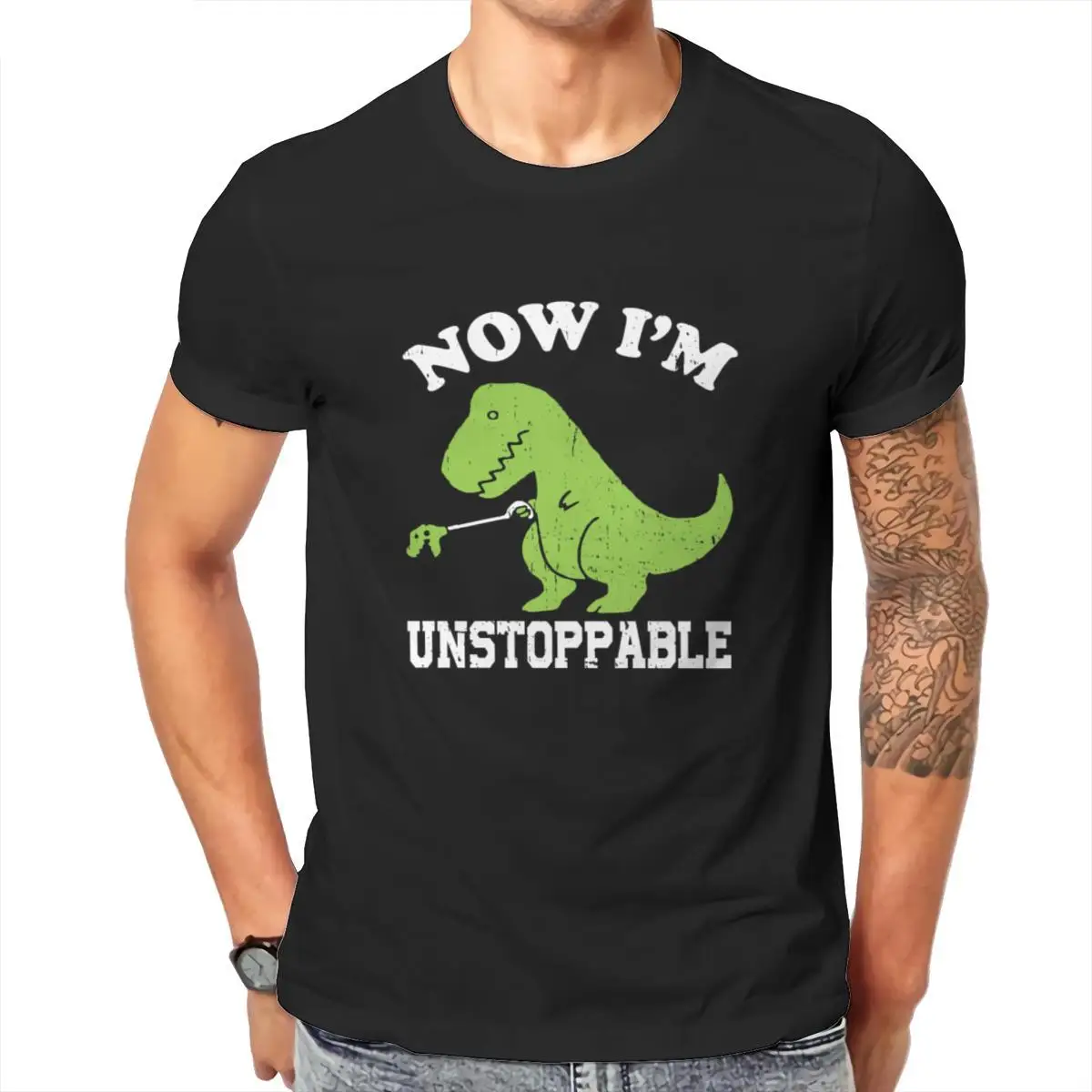

Оптовая продажа, забавная Мужская футболка с надписью «Now I Am Unstoppable» T-Rex, новинка, женская одежда унисекс в японском стиле, мужская одежда 104874