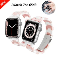 resin watch strap for apple watch series 7 6 5 4 band 42mm 38mm correa clear steel for iwatch 7 6 5 4 3 2 44mm 40mm 41mm 45mm