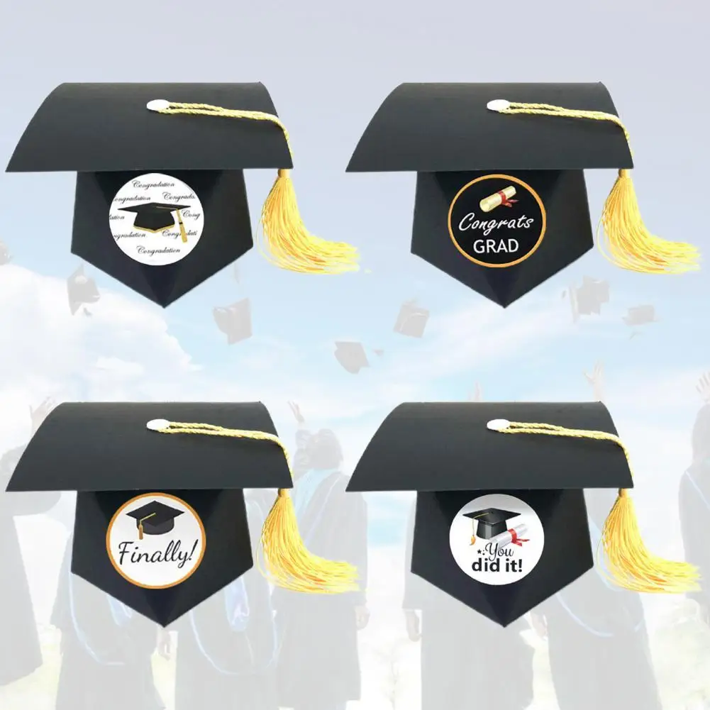 

Attractive Dessert Case Lightweight Delicate Lovely Graduation Cap Shape Dessert Case Biscuit Box Candy Box 12Pcs/Set