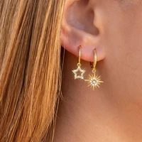 charms huggie earring cubic zircon star sun heart drop earring women cz dangle ear jewelry