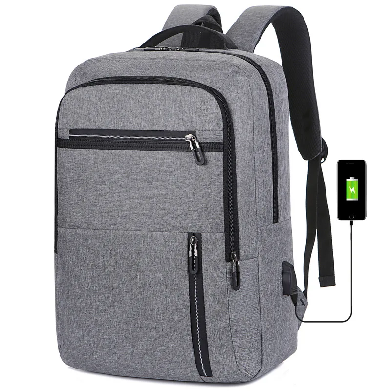 

Men Backpack Laptop 15.6 Inch Oxford Gray USB Charging College Students School Backpack Women Bagpack