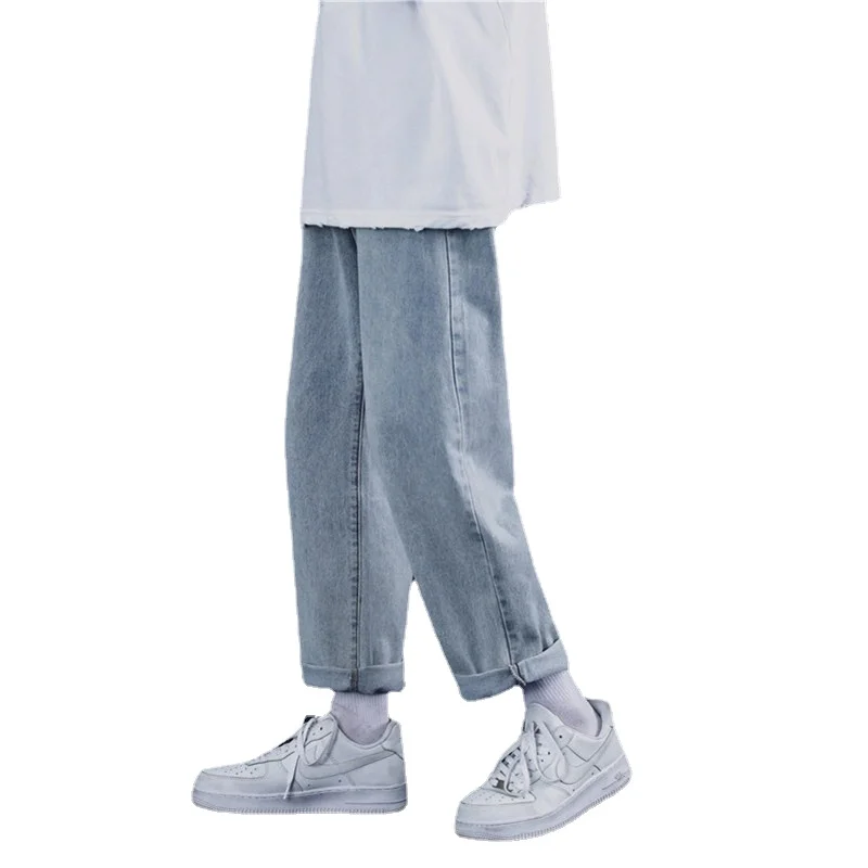 Spring Autumn Style Straight Jeans Boys Korean Version of The Trend of Students Casual Pants Loose Harlan Wide-leg Pants