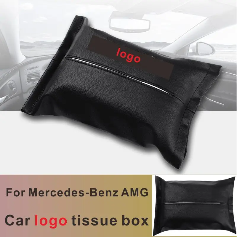 

car PU tissue bag box car seat back hanging car sun visor tissue bag napkin tissue box decorative box For Mercedes-Benz AMG