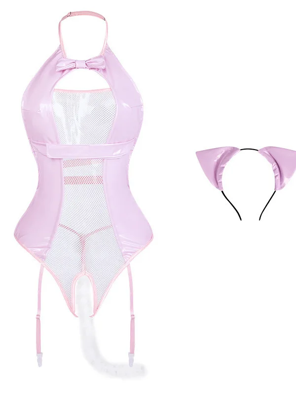 Нижнее белье сексуальный комбинезон из лакированной кожи с открытым вырезом для