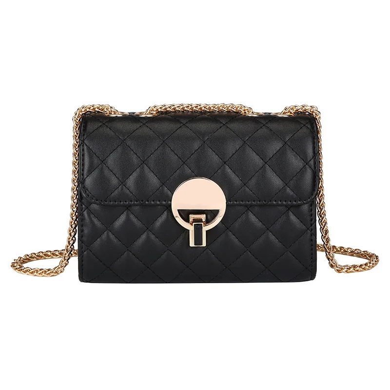 

lady bags new arrival women shoulder bag pu material diamond lattice chains crossbody bag black red color