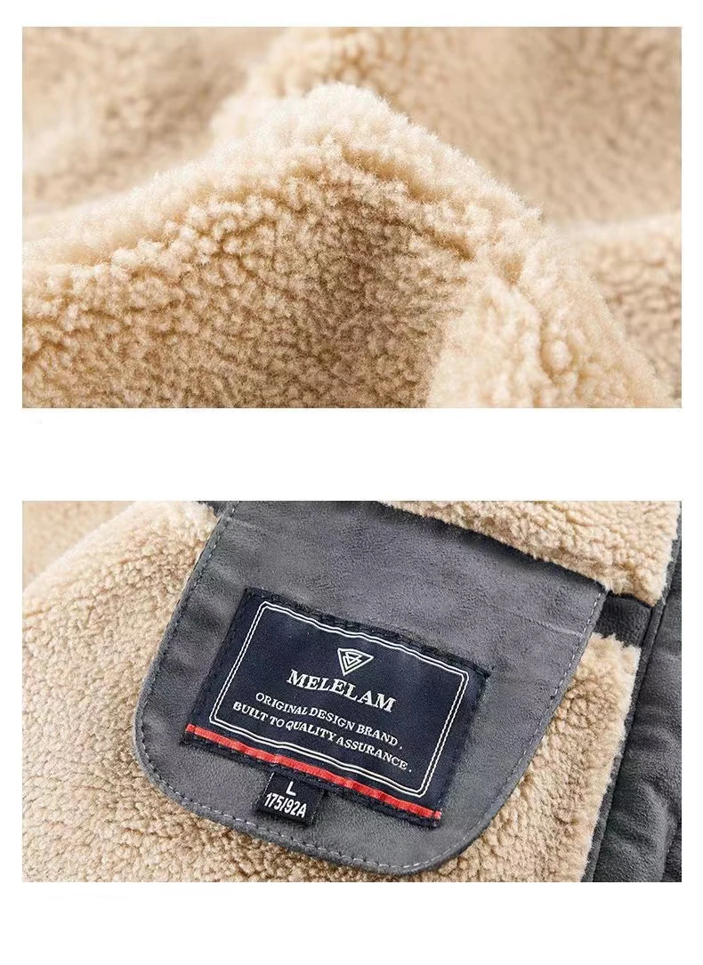 New High Quality Men'S Winter Jacket Men'S Jacket Coat Lamb Wool Thickened Warm Short Work Clothes Cotton Jacket Suede Jacket