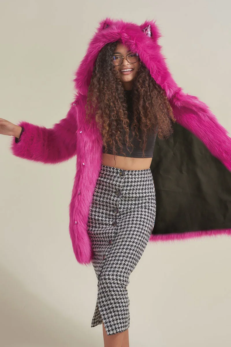 Women 'S Fur Coat Autumn And Winter Warm Hooded Mid-Length Faux Fur Coat Women Winter Coat Women