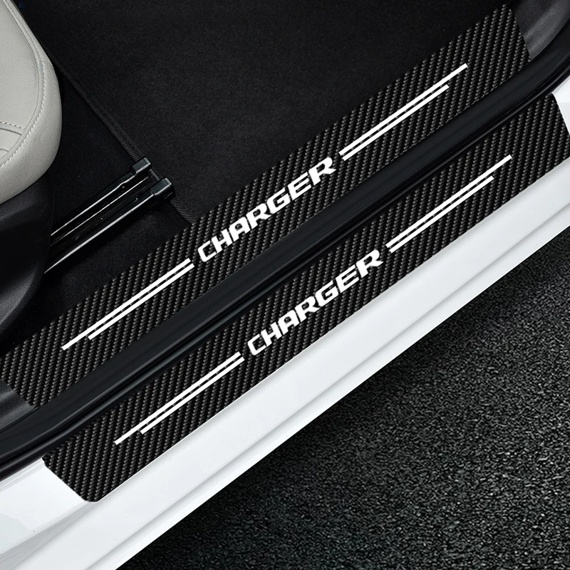 

Car Scuff Plate Door Sill Carbon Fiber Sticker For Dodge Charger 2020 2019 2017 2015 Car Threshold Decoration Dustproof Decals
