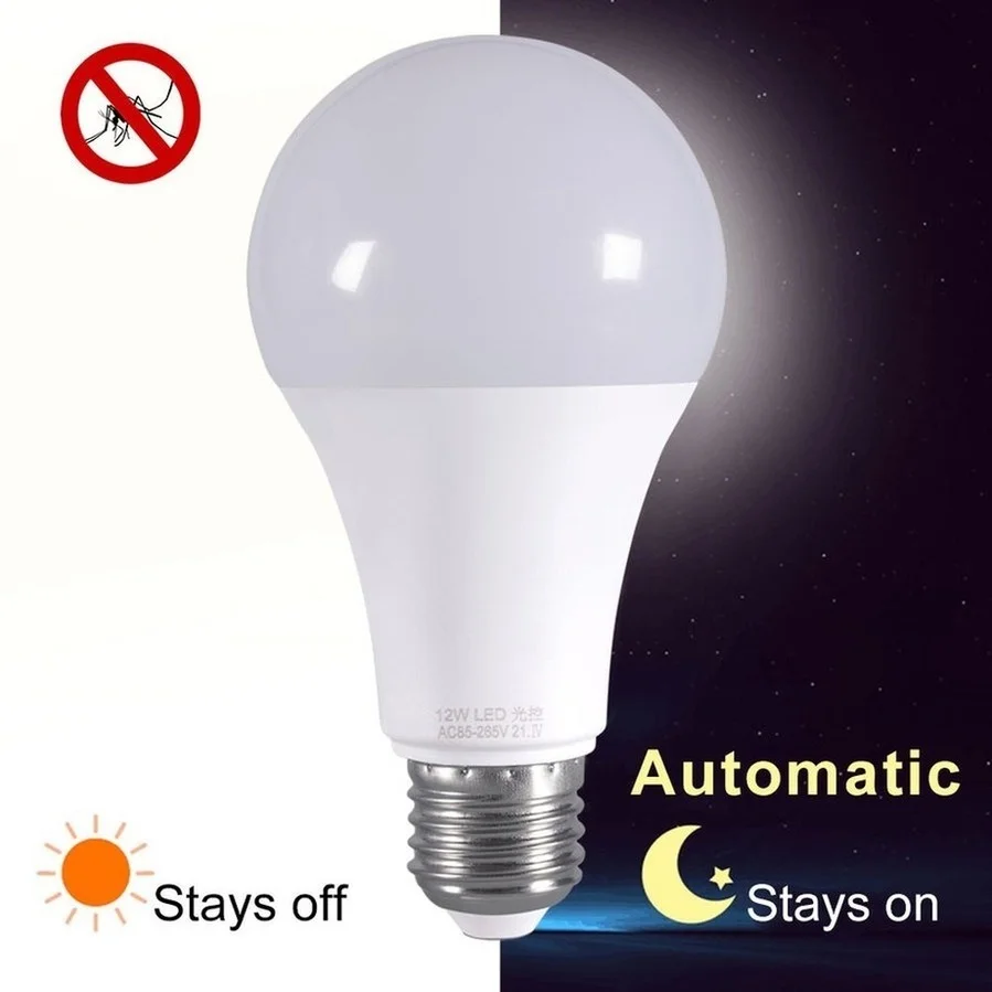 

6 PC LED Dusk To Dawn Sensor Light Bulb E27 5W 7W 9W 12W AC 85-265V Day Night Light Auto ON/OFF LED Smart Lamp For Garden
