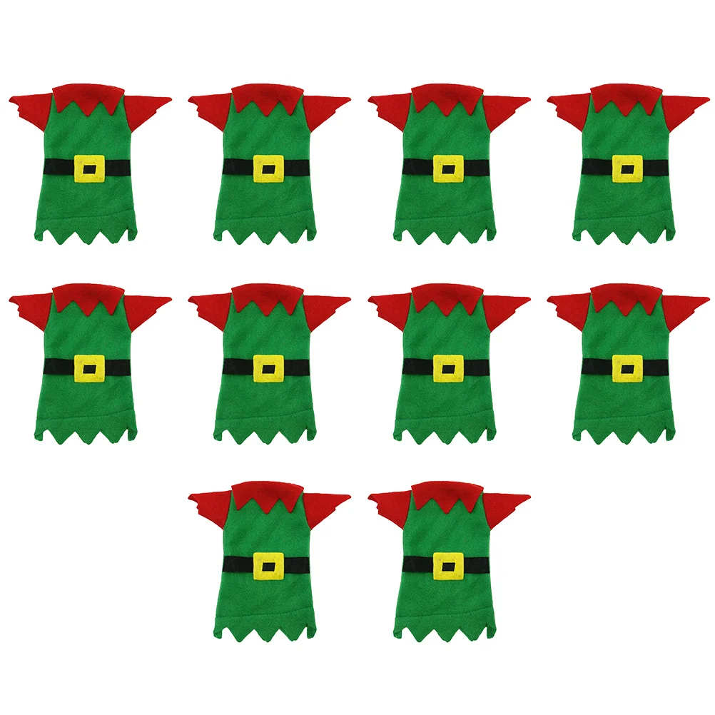 

1 Set 10Pcs Tableware Bags Christmas Non-woven Fabric Knives Fork Covers (Green)