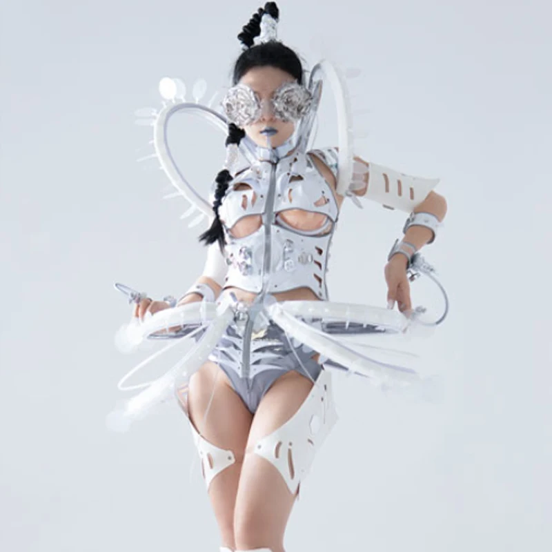 

New Future Technology Sense Outfit Female Stage Costume Nightclub Gogo Dance Clothing Sexy Bodysuit Drag Queen Wear VDB5124