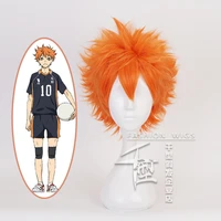 haikyuu anime hinata syouyou cosplay wig short orange fluffy layered wig heat resistant synthetic hair roleplaying accessories