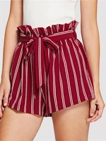 womens sexy shorts 2022 summer new loose fashion trouser legs multi color striped ladies elastic belt waist slim casual shorts