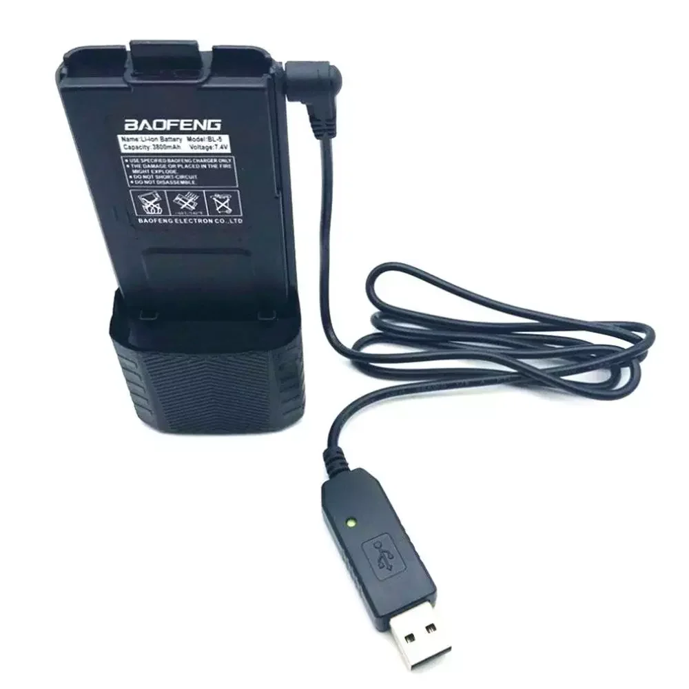 

USB Charger Cable with Indicator Light for Walkie Talkie for BaoFeng UV-5R Extend Battery BF-UVB3 Plus Batetery Ham Radio