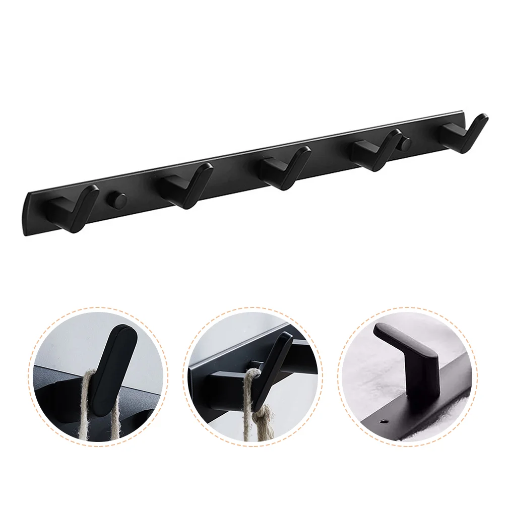 

Hallway Wall-Mounted Hook Punch-Free Clothes Hanger Kitchen Row Hook (Black)