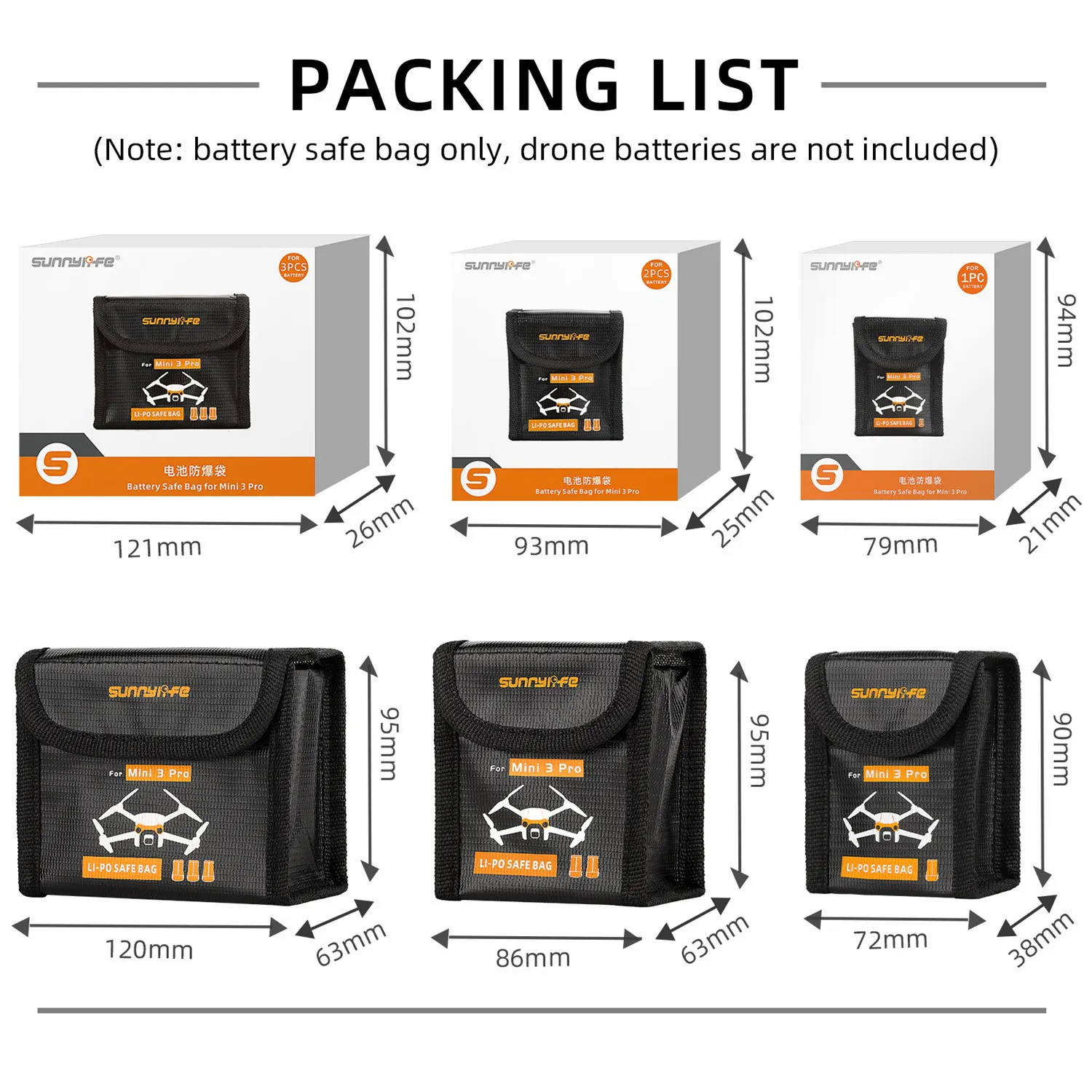 Lipo Battery Case Explosion-proof Safe Storage Bag For Dji Mavic Mini2/mini3 Pro Drone Fireproof Protective Box magic Buckle |