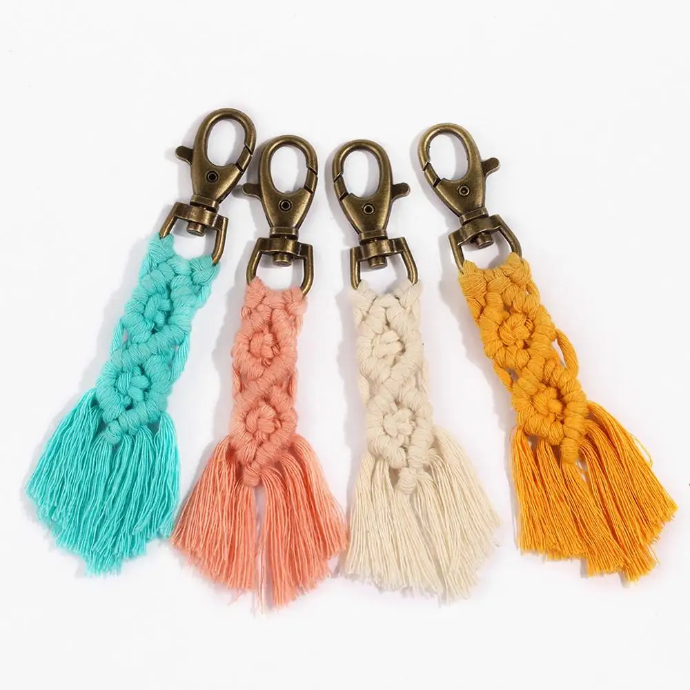 

Bohemia Handmade Macrame Keychain Tassel Key Chain for Women Girl Bag Charms Hanging Boho Jewelry Gift for Friends Drop Shipping